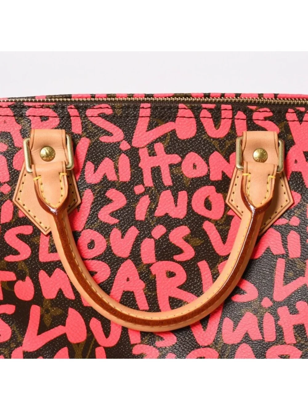 Louis Vuitton Monogram Graffiti Speedy 30 Handbag Pink Vachetta Leather